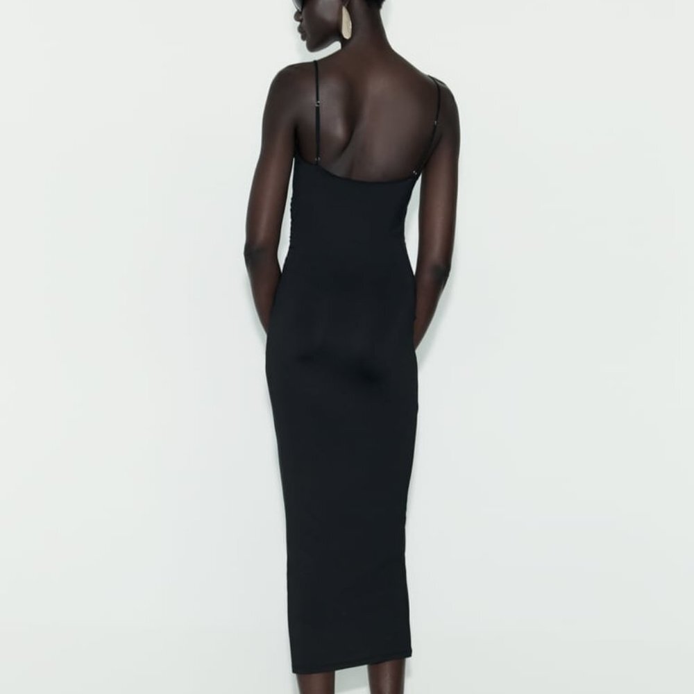 NWT BLACK FITTED SEXY MIDI DRESS